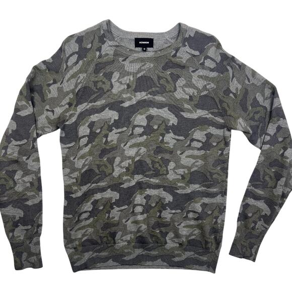 Monrow Women's Gray Green Camo Raglan Shirt Long Sleeve Sweater Medium - Picture 1 of 4